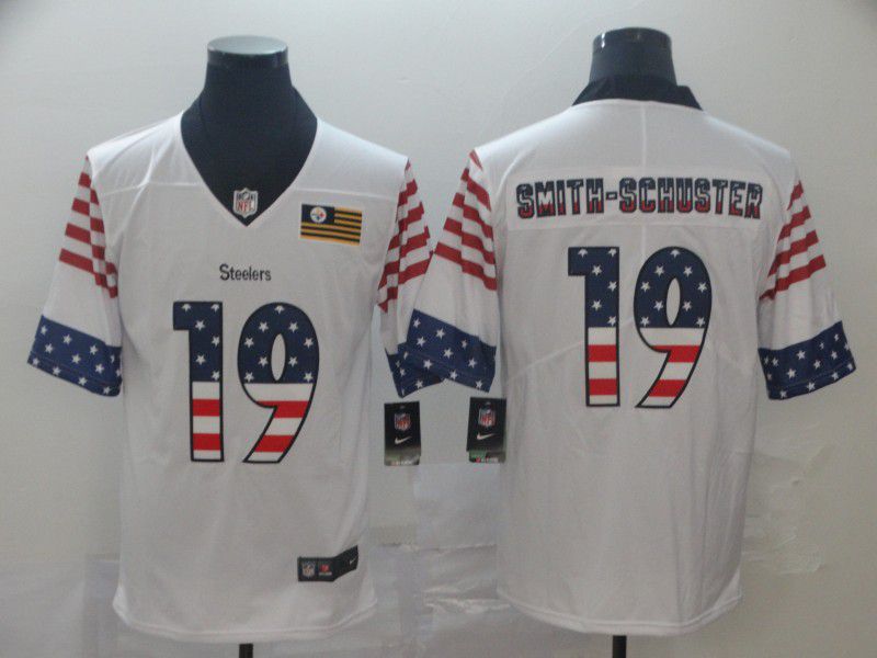 Men Pittsburgh Steelers #19 Smith-schuster White Retro USA Flag Nike NFL Jerseys->kansas city chiefs->NFL Jersey